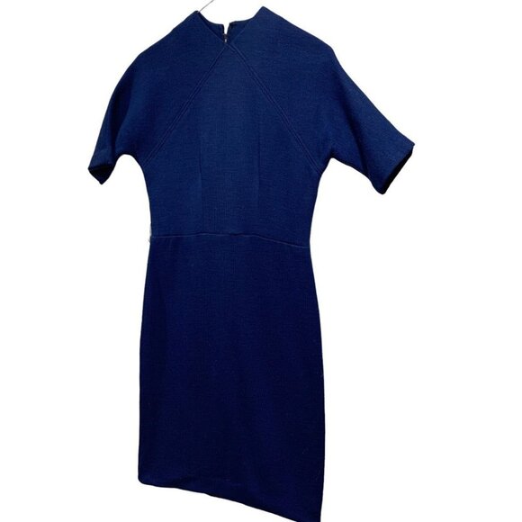 Harry S. Epstein Navy Blue Short Sleeve Sheath Dress 1960s Vintage - Picture 3 of 9